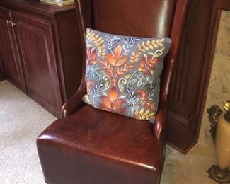 We have two of these leather side chairs that flank the fireplace in this office.  They are outstanding!
