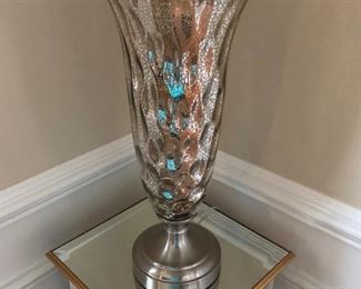 This is the opalescent lamp and mirrored pedestal in the foyer.  