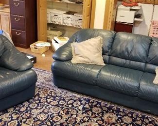 Blue leather sofa and armchair https://ctbids.com/#!/description/share/216008