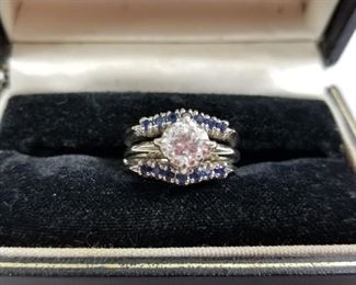 1 Carat Diamond and Sapphire 14K White Gold Ring Set https://ctbids.com/#!/description/share/214348