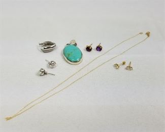 Collection of 14 Karat Gold, Real Silver, Turquoise Necklace, Earrings https://ctbids.com/#!/description/share/214353