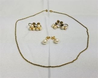 12 Karat and 14 Karat Gold Necklace and Pearl Earrings https://ctbids.com/#!/description/share/214364