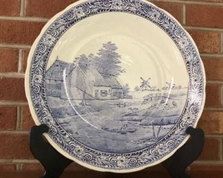 Large blue and white platter