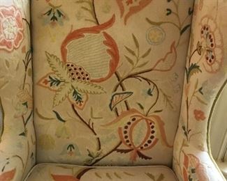 Crewel wing chair