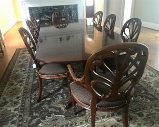 Large Hickory Dining Table with 4 Chairs