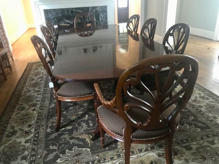 Large Hickory Dining Table with 4 Chairs