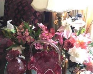 Lamp, Florals, Glass