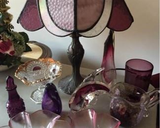 Tiffany Style Lamp  Purple Glass