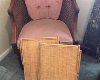 Vtg Chair  Bamboo TV Trays