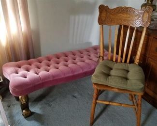 Vtg Pink Bench and Chair