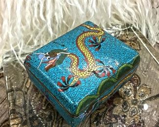 Nice antique dragon cloisonne box. $200