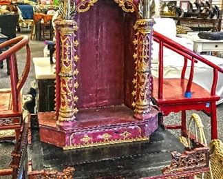 1900s Chinese red laqered table and alter