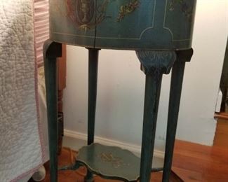green painted side table