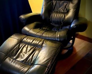 leather lounge chair and footrest
