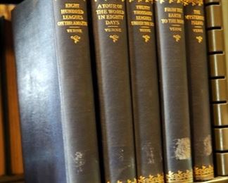 Jules Verne Collection Of Novels Including "800 Leagues On The Amazon", "From The Earth To The Moon", "The Mysterious Island", Total Qty 5