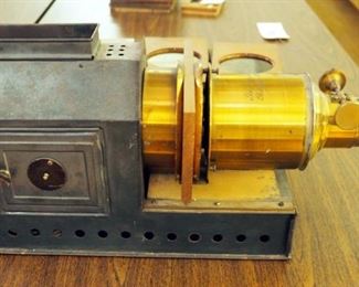 "Magic Lantern" , The Praestantia Riley Bros. Bradford Antique Modified Slide Projector Missing Chimney Includes Antique Wood Slides App. 35 Slidess