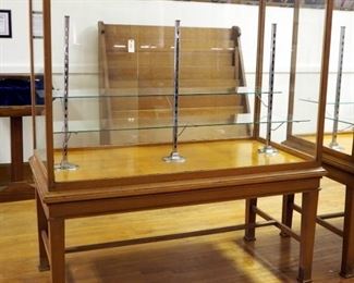 Wood Framed Standing Glass Display Cases, With 2 Adjustable Shelves, 72" X 62" X 33"