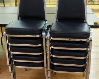 Metal Framed Stackable Reception Chairs With Upholstered Seats And Backs, Qty 10
