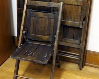 Antique Wood Folding Chairs, Qty 5