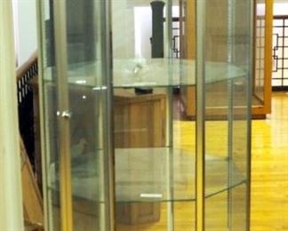 Octagonal Glass Display Case With 3 Adjustable Glass Shelves, 72" X 30" X 30"