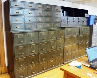 Vintage Steel Filing System, 78" T x 134" L x 24" D