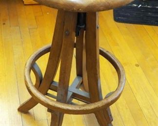 Vintage Adjustable Wood Stool