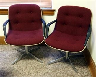 Steelcase, Mid Century Upholstered Chairs With Chrome Pedestal Base, 32" x 25" x 24", QTY 2