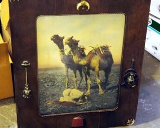 Antique Veneered Wood Framed, Middle Eastern Man At Prayer, 28" x 24"