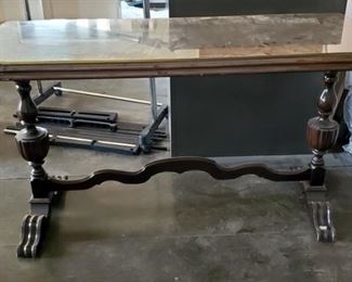 Solid Wood Sofa Table With Glass Top, 31" x 60" x 21"