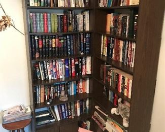 bookshelves and books