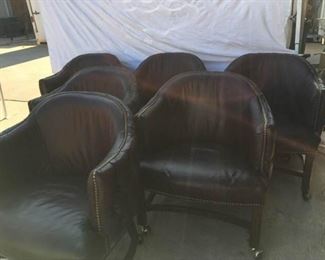 Purple Leather Barrel Chairs