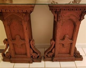 Pair of Wooden Oak Pedestals