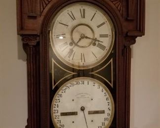 Waterbury Double Dial Calendar number 43 Parlor Shelf Clock has Key