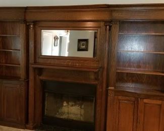Bookcases and Fireplace Mantle
