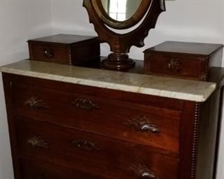 Antique Eastlake style Mirrored Marble Top Dresser
