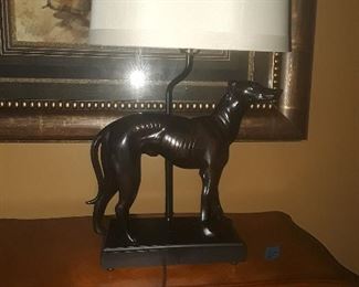 bronze  base Grayhound/Wippet figure lamp