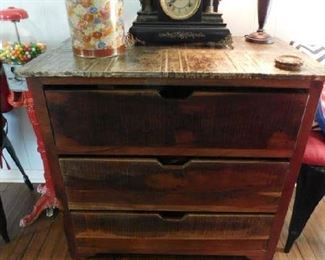 3 Drawer Chest, Tin Sides, Great Clock