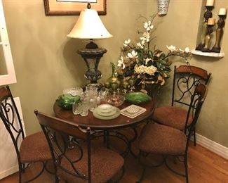 lovely breakfast table and chairs, crystal, and more