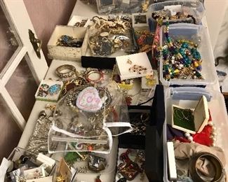 Sooo much jewelry - costume, vintage, some silver, paste, and so on...