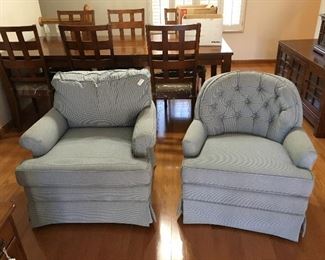 Pair of pin-striped occasional chairs