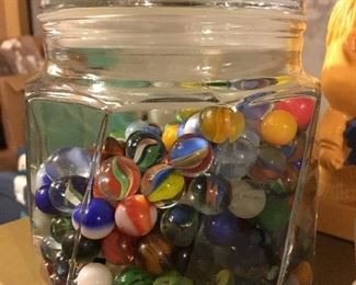 Jar of vintage marbles
