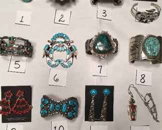 A dozen pieces of sterling Native American jewelry - most signed by the artist!