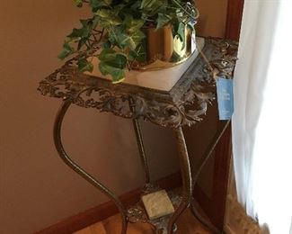 Antique marble topped plant stand