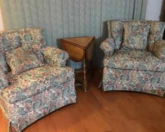 Pair of patterned occasional chairs - comfy and clean!