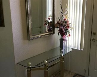 Brass/Glass sofa or entry table
