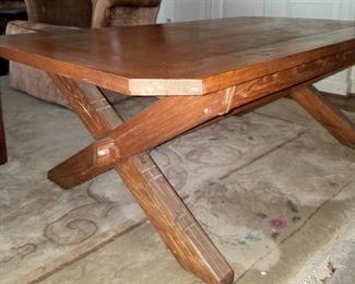 Rustic style solid Oak coffee table.  48" x 26"