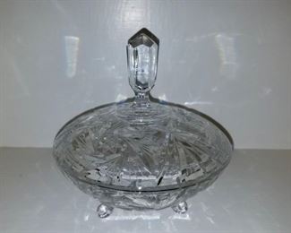 Crystal, footed candy dish with lid