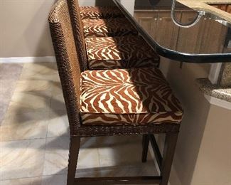 Ethan Allen bar stools with zebra print