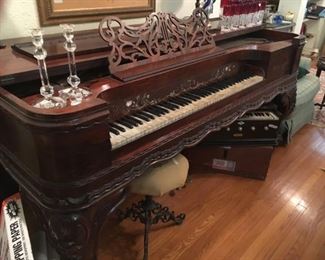 Grand piano, Stieff, 150 years old, mother of pearl keys, rosewood