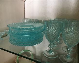 Miss America, ice blue Anchor Hocking, huger dining set
